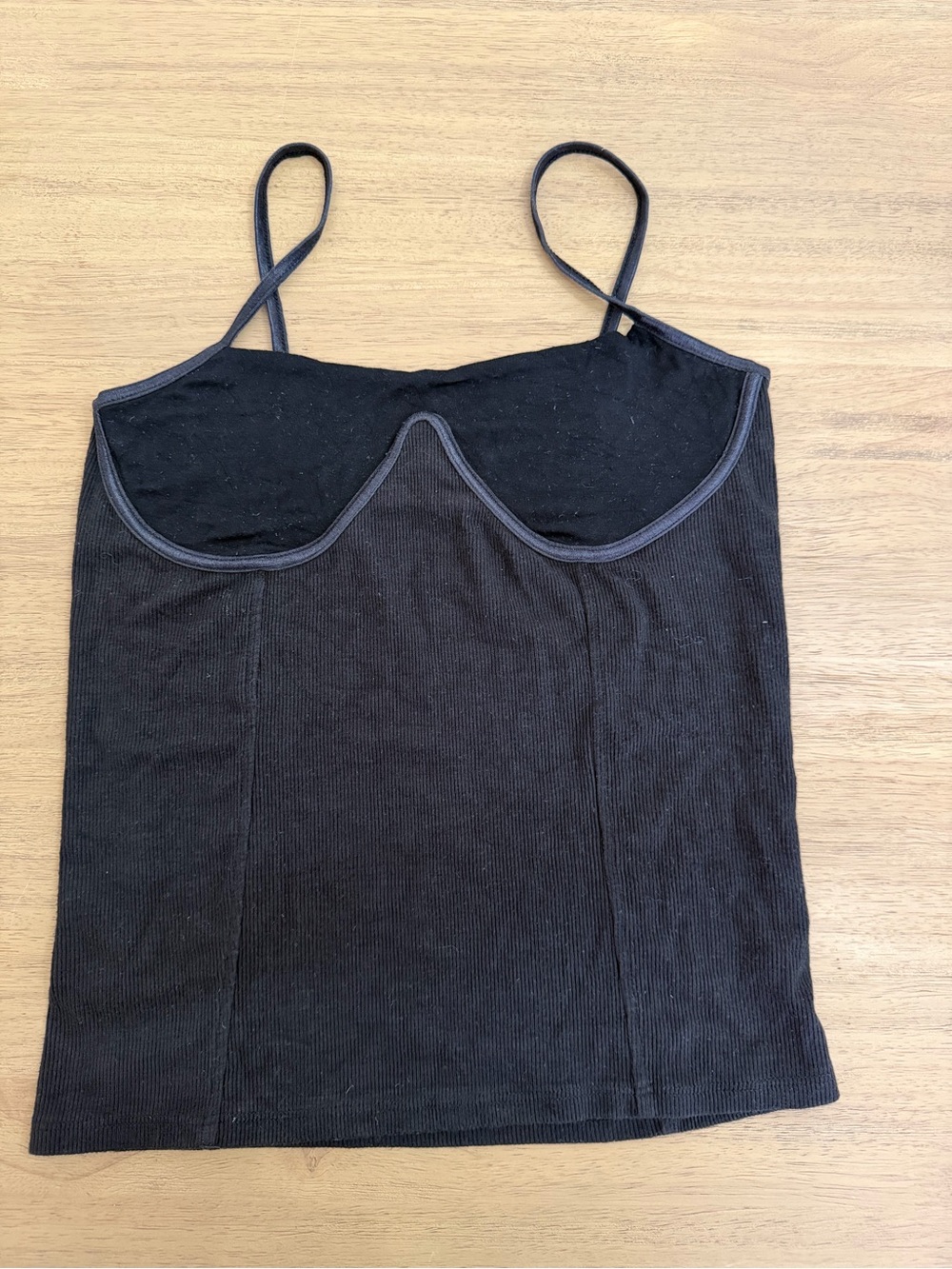 Joah Brown Black Ribbed Spaghetti Strap Camisole